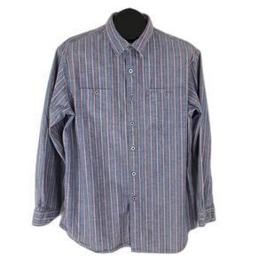 L.L. Bean Button Up Shirt Men's Large Striped Long Sleeve Cotton Casual Pockets